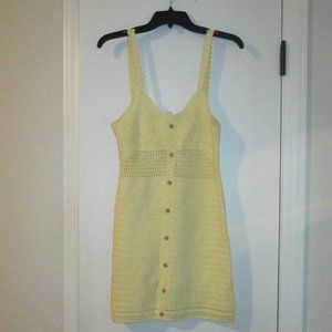 Urban Outfitters Yellow Crochet Knit Mini Dress sz M 100% Cotton